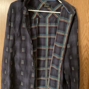 Navy Plaid Button-Up Shirt